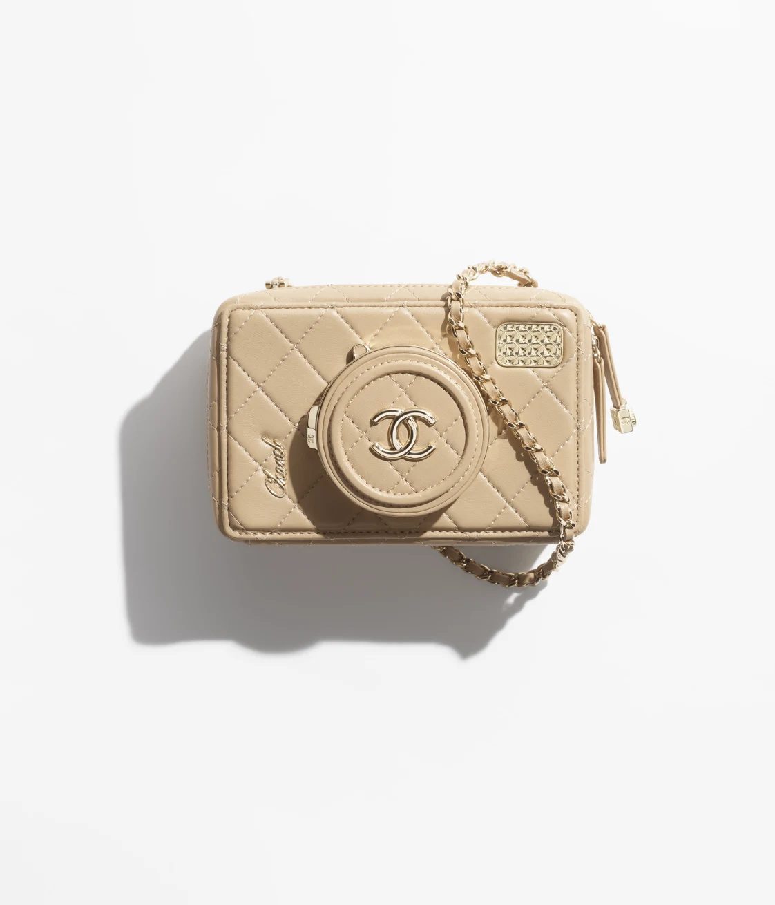 CHANEL CAMERA BAG Lambskin Dark Beige