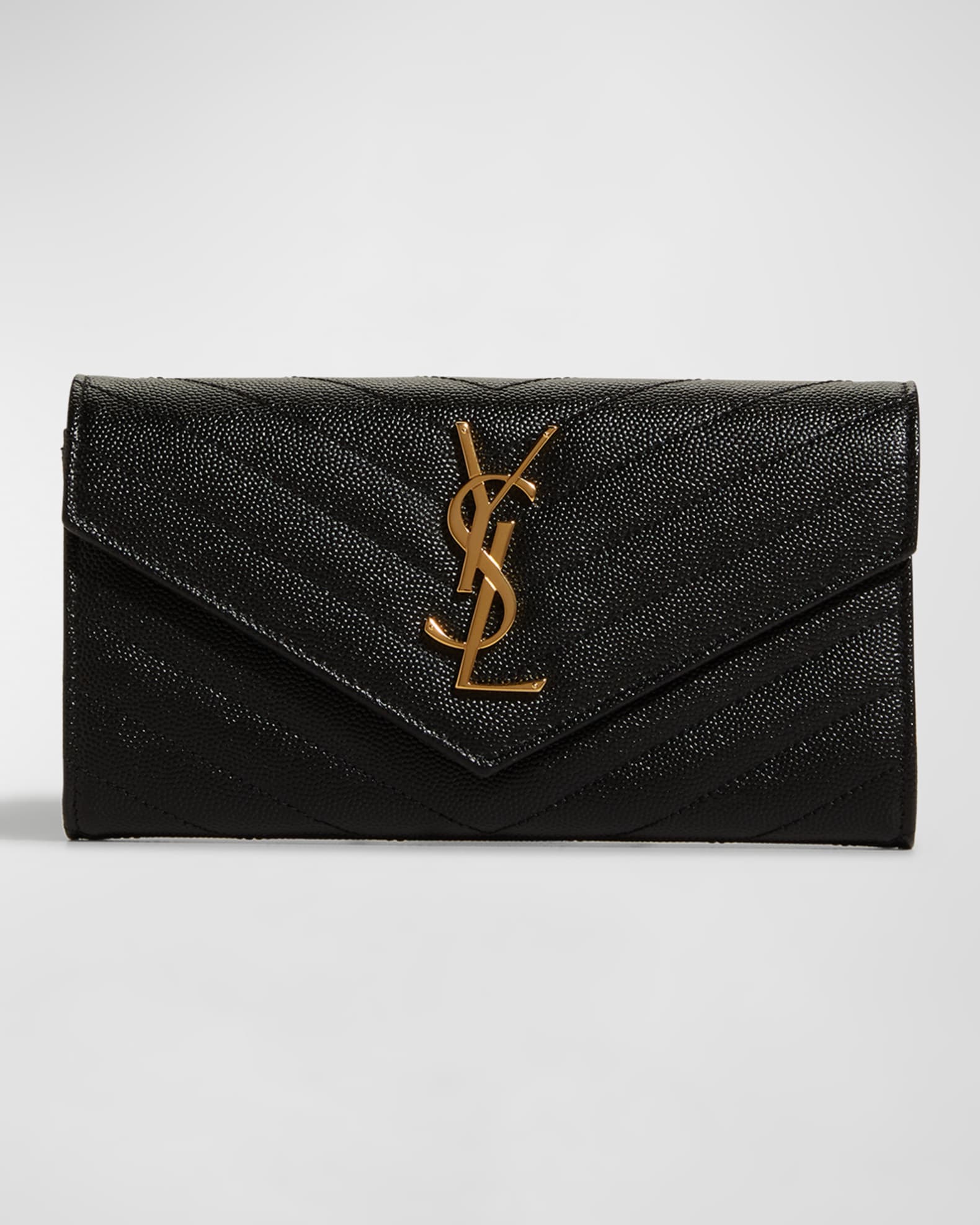 Saint Laurent Monogram Large Flap Wallet in Grained Leather